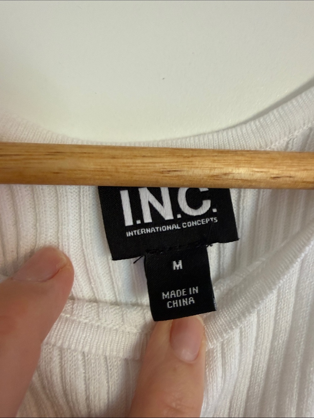 INC White Ribbed Tank Top - Picture 2 of 5